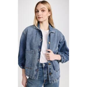 The Great The Blouson Sleeve Chore Denim Jean Jacket size L large